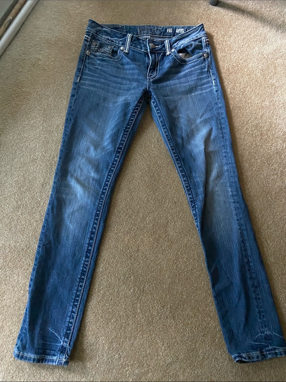 Miss Me Blue Skinny Jeans with Faded Wash